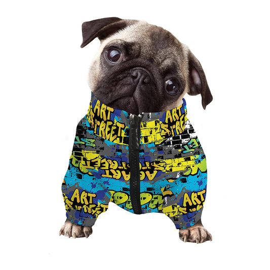 Graffiti Wall Print Dog Zip Up Jacket