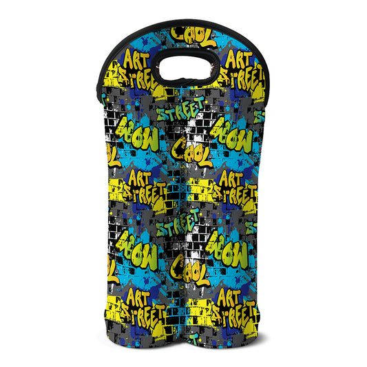Graffiti Wall Print Double Neoprene Wine Tote