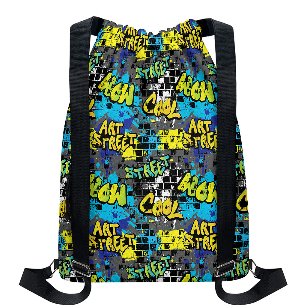 Graffiti Wall Print Drawstring Backpack