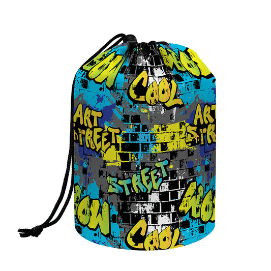 Graffiti Wall Print Drawstring Makeup Bag