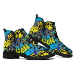 Graffiti Wall Print Flat Ankle Boots