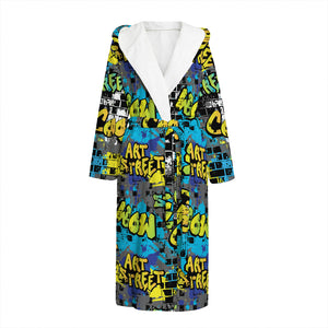 Graffiti Wall Print Hooded Bathrobe