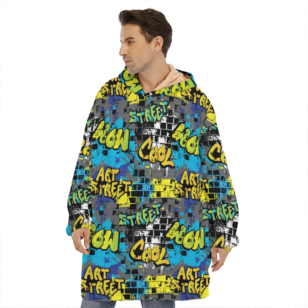 Graffiti Wall Print Hoodie Blanket