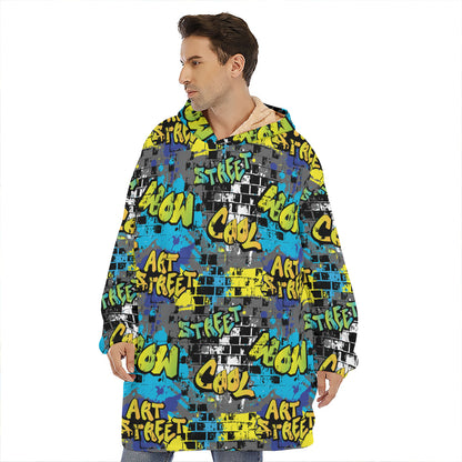 Graffiti Wall Print Hoodie Blanket