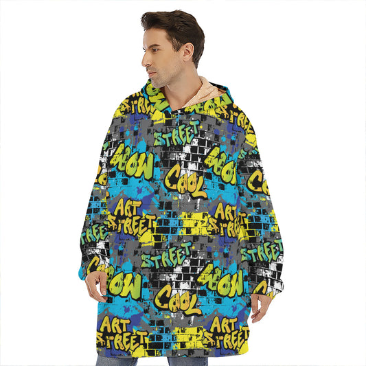 Graffiti Wall Print Hoodie Blanket