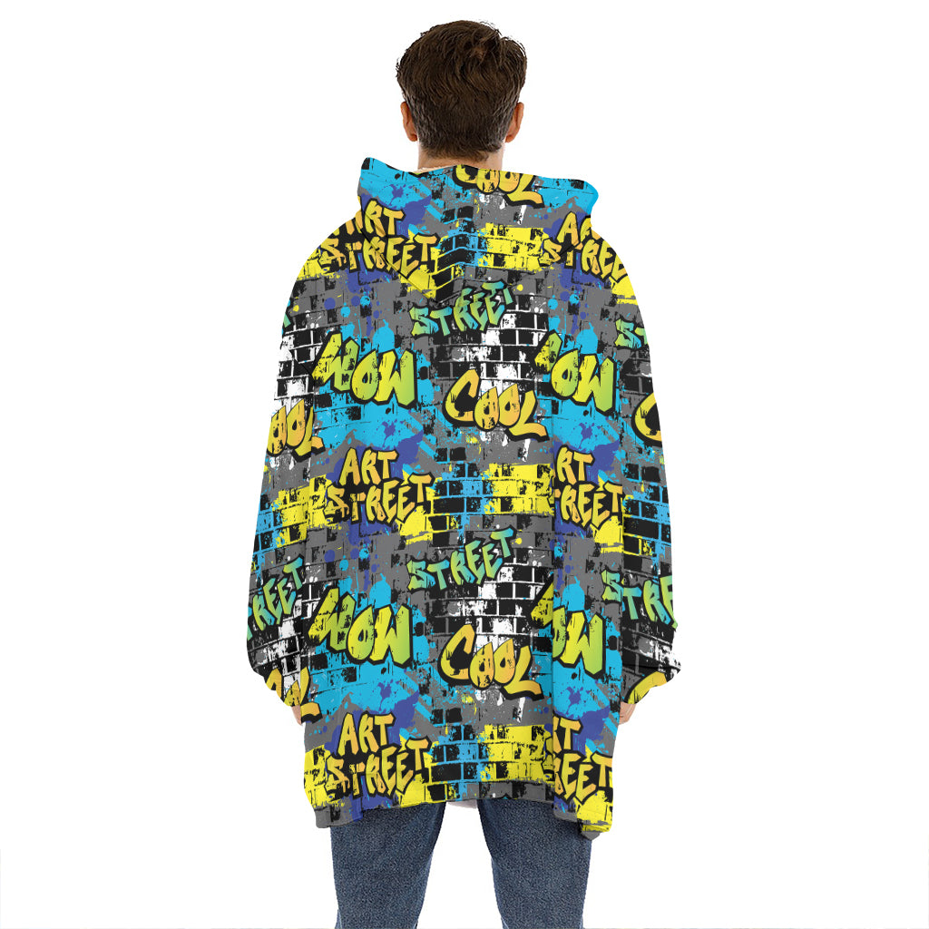 Graffiti Wall Print Hoodie Blanket
