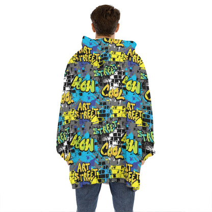 Graffiti Wall Print Hoodie Blanket