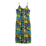 Graffiti Wall Print Jersey Midi Cami Dress