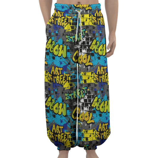 Graffiti Wall Print Lantern Pants