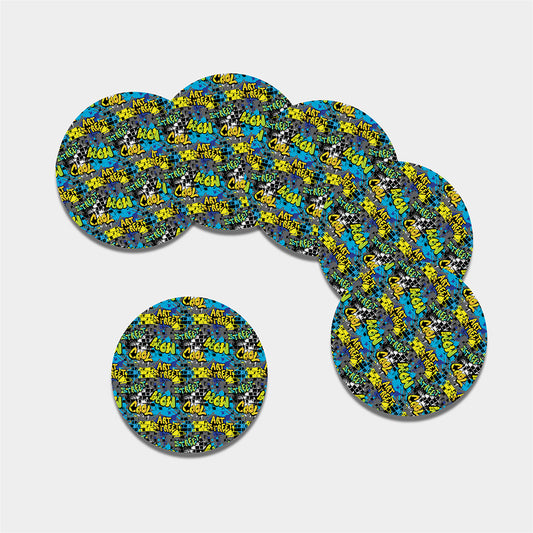 Graffiti Wall Print Leather Coaster Set