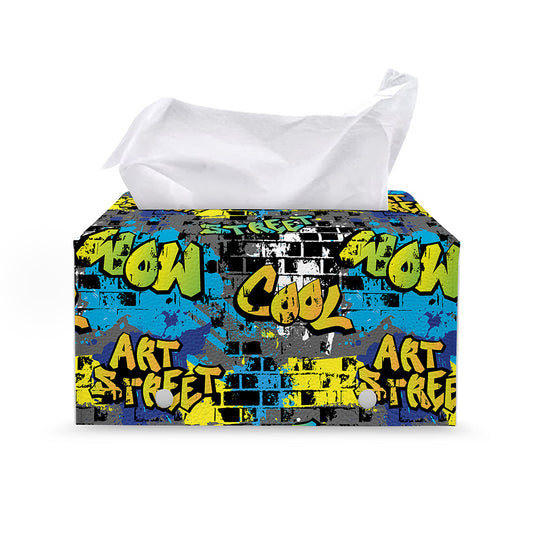 Graffiti Wall Print Leather Tissue Box Cover