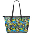Graffiti Wall Print Leather Tote Bag With Zipper