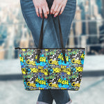 Graffiti Wall Print Leather Tote Bag