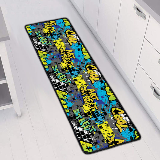 Graffiti Wall Print Long Kitchen Mat
