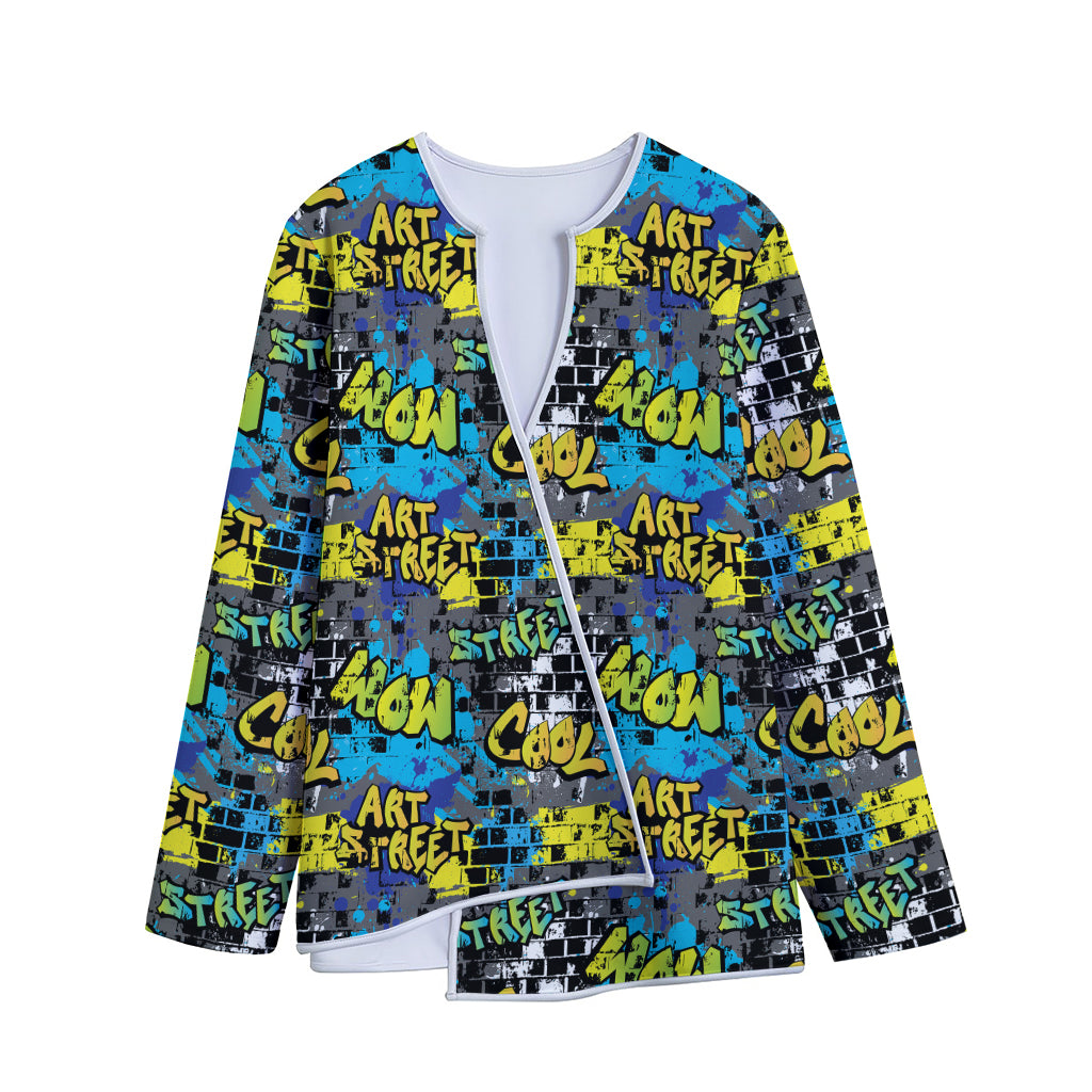 Graffiti Wall Print Long Sleeve Short Coat