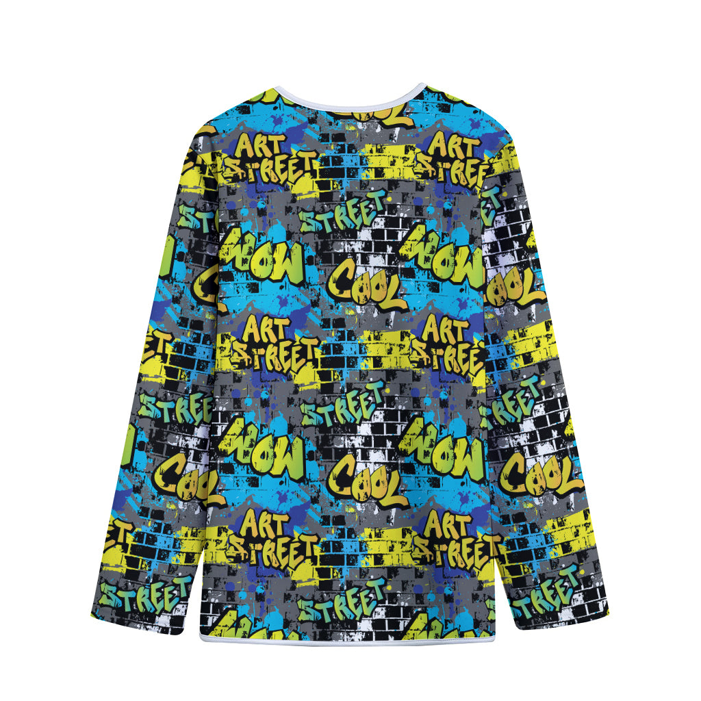 Graffiti Wall Print Long Sleeve Short Coat