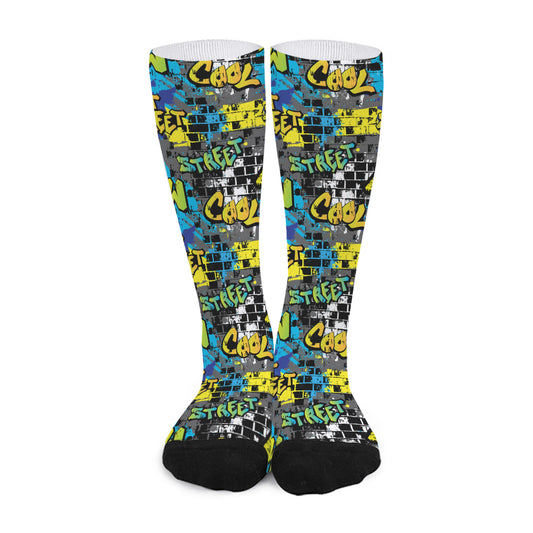 Graffiti Wall Print Long Socks
