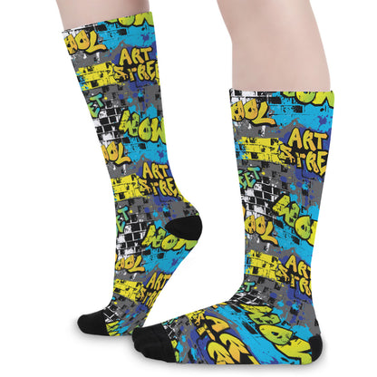 Graffiti Wall Print Long Socks