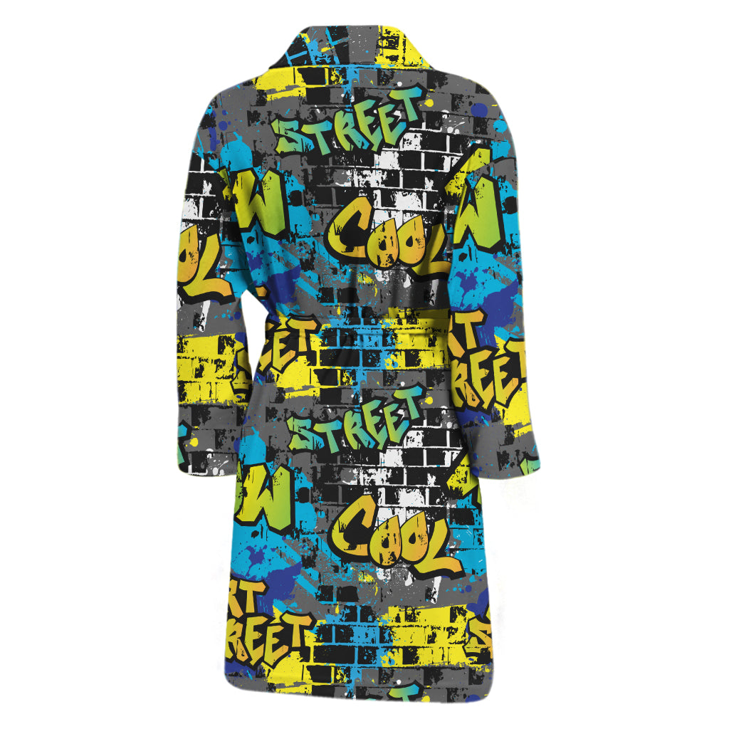 Graffiti Wall Print Men's Bathrobe