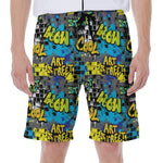 Graffiti Wall Print Men's Beach Shorts