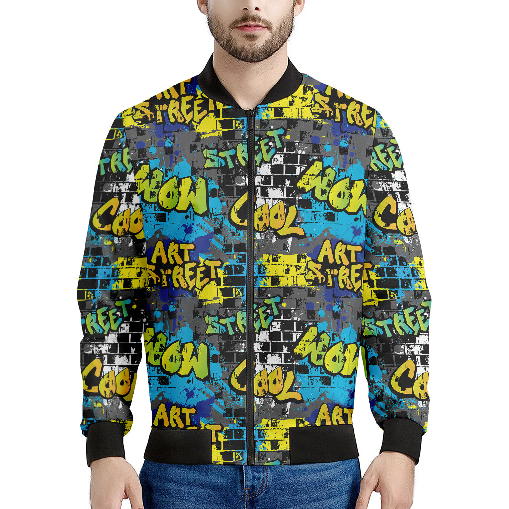 Graffiti Wall Print Men's Bomber Jacket