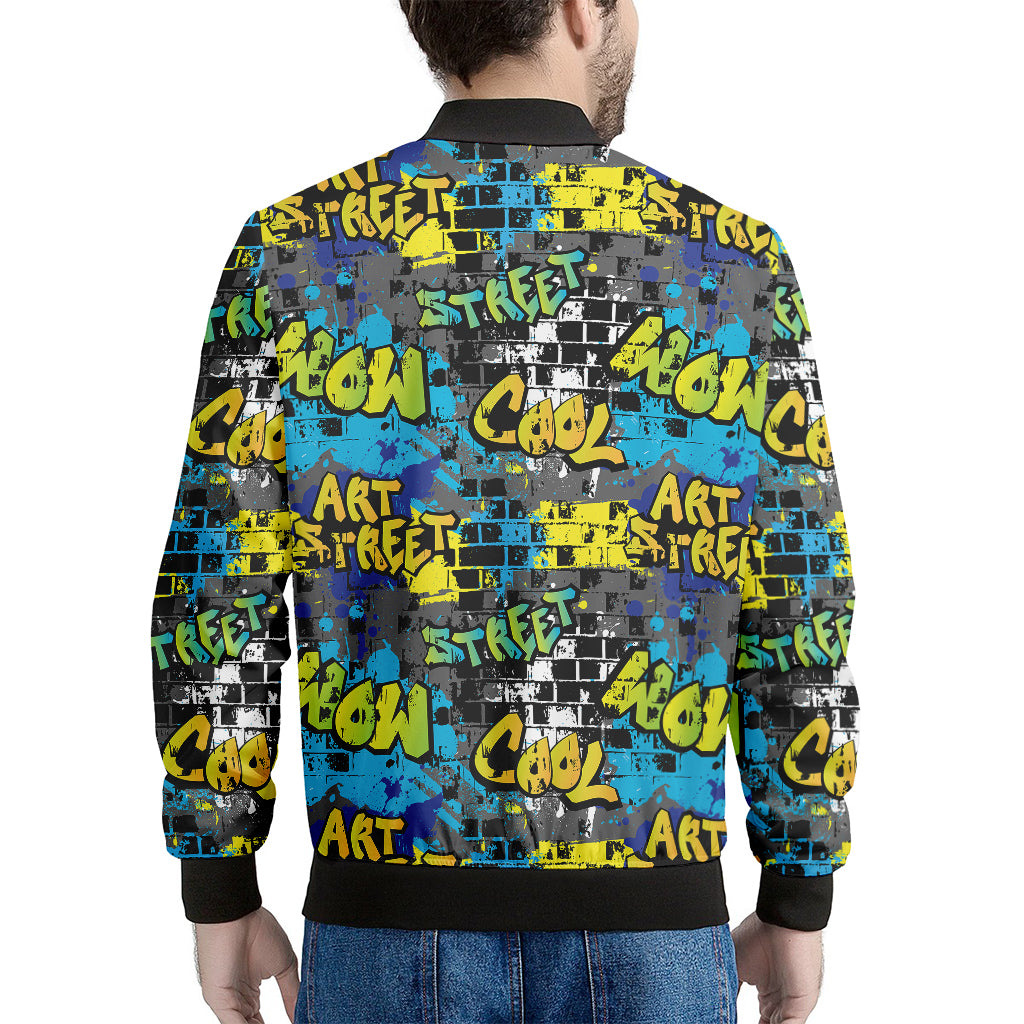Graffiti Wall Print Men's Bomber Jacket
