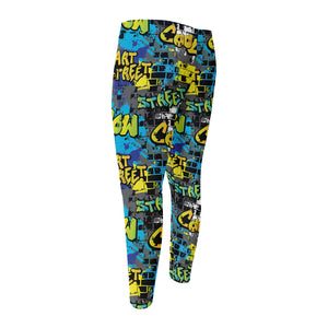 Graffiti Wall Print Men's Compression Pants