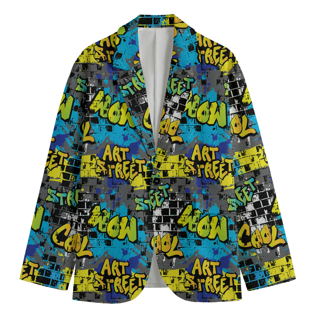 Graffiti Wall Print Men's Cotton Blazer