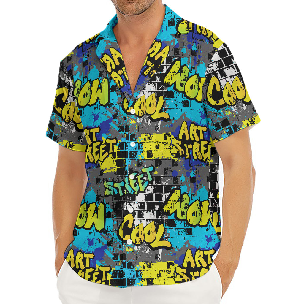 Graffiti Wall Print Men's Deep V-Neck Shirt