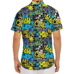 Graffiti Wall Print Men's Deep V-Neck Shirt