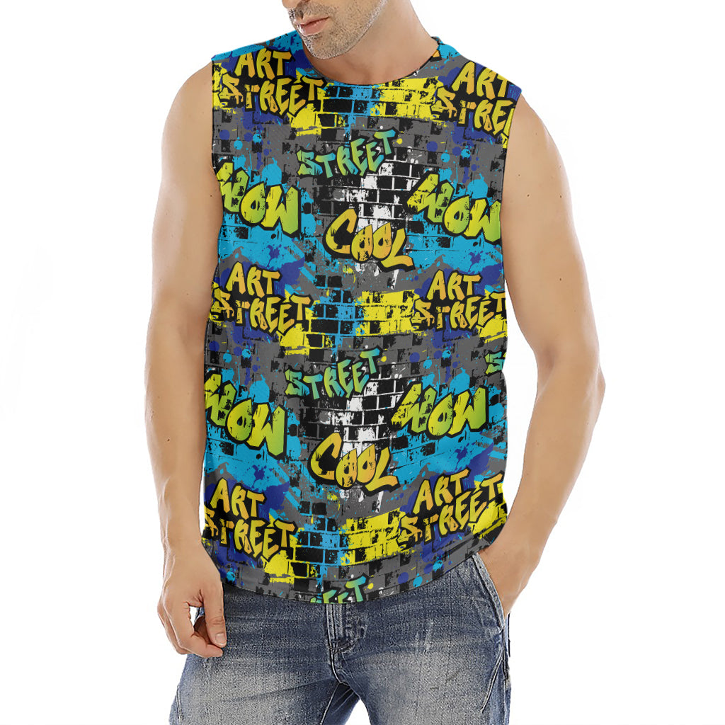 Graffiti Wall Print Men's Fitness Tank Top