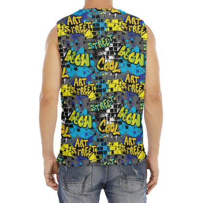 Graffiti Wall Print Men's Fitness Tank Top