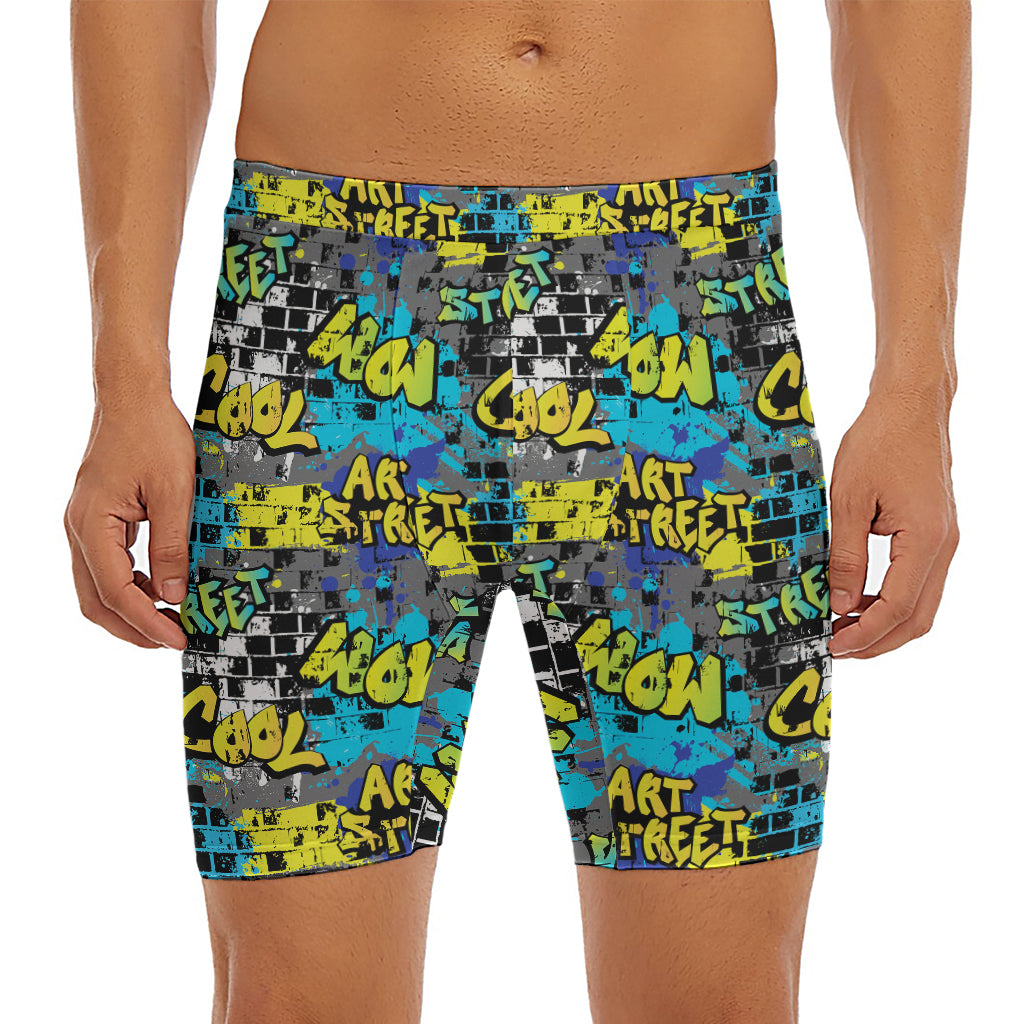 Graffiti Wall Print Men's Long Boxer Briefs