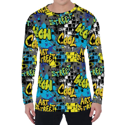 Graffiti Wall Print Men's Long Sleeve T-Shirt