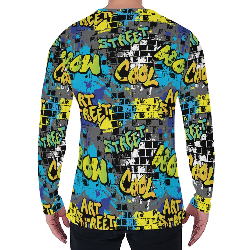 Graffiti Wall Print Men's Long Sleeve T-Shirt