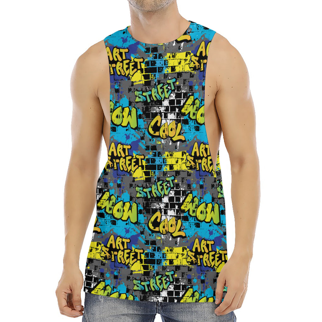 Graffiti Wall Print Men's Muscle Tank Top
