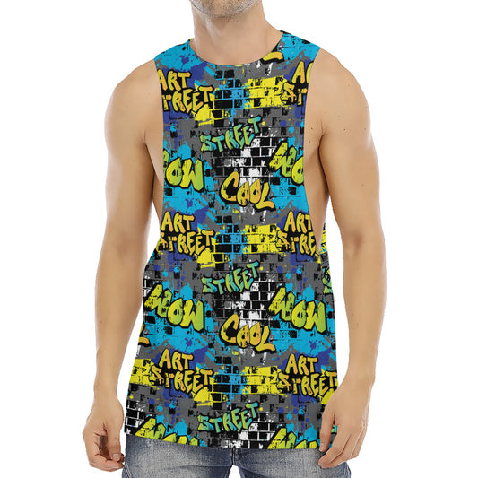 Graffiti Wall Print Men's Muscle Tank Top