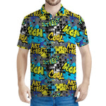Graffiti Wall Print Men's Polo Shirt