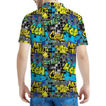 Graffiti Wall Print Men's Polo Shirt