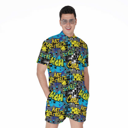 Graffiti Wall Print Men's Rompers