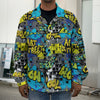 Graffiti Wall Print Men's Shirt Jacket