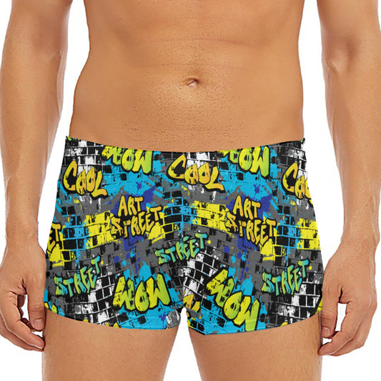 Graffiti Wall Print Men's Short Boxer Briefs
