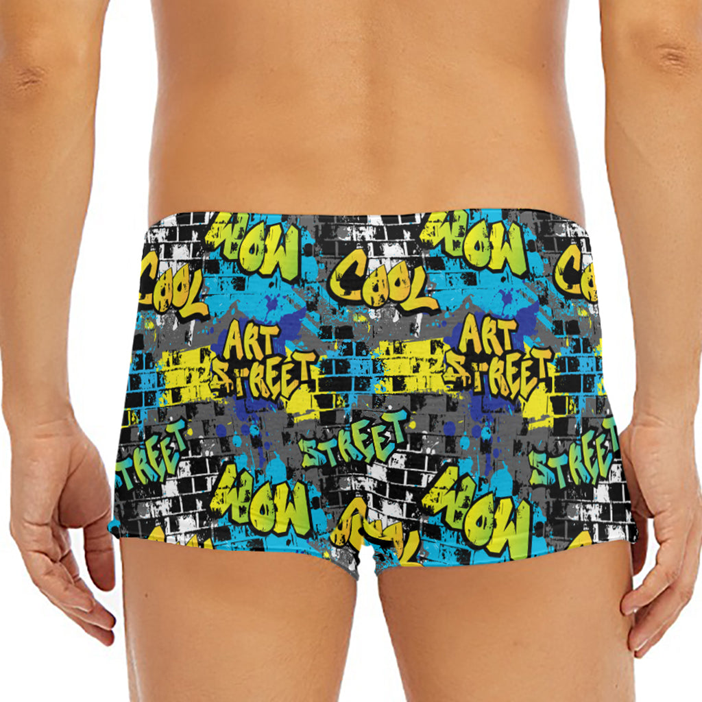 Graffiti Wall Print Men's Short Boxer Briefs