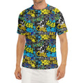 Graffiti Wall Print Men's Short Sleeve Rash Guard