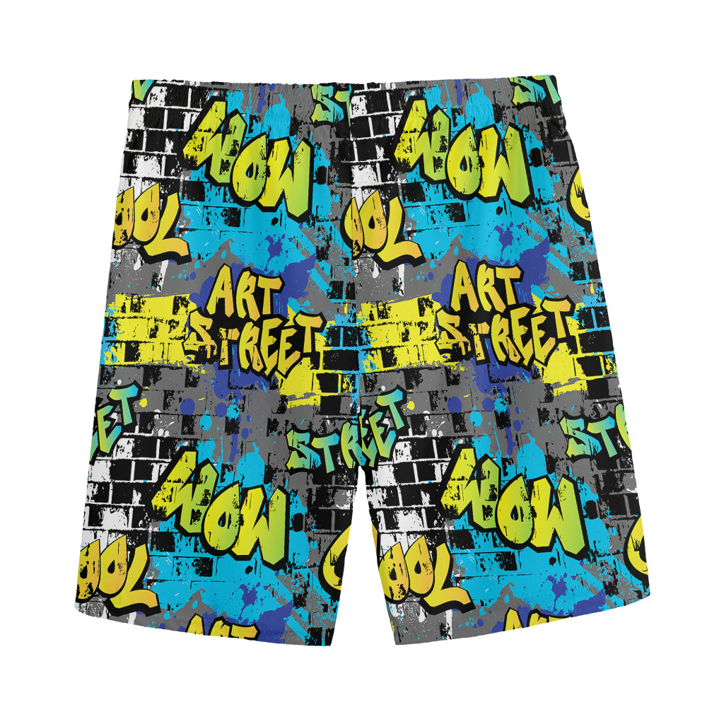 Graffiti Wall Print Men's Sports Shorts