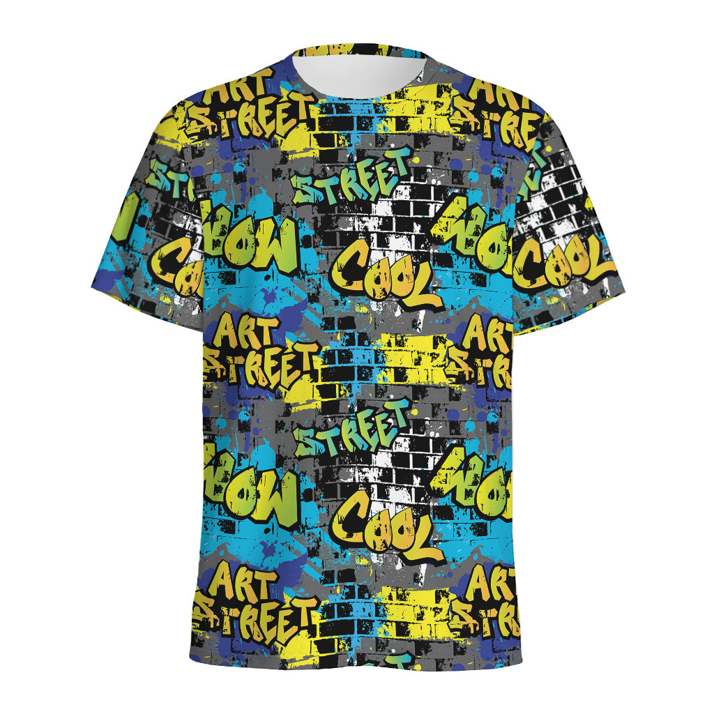 Graffiti Wall Print Men's Sports T-Shirt