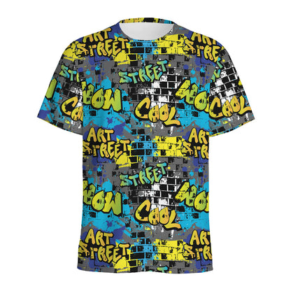 Graffiti Wall Print Men's Sports T-Shirt