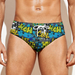 Graffiti Wall Print Men's Swim Briefs