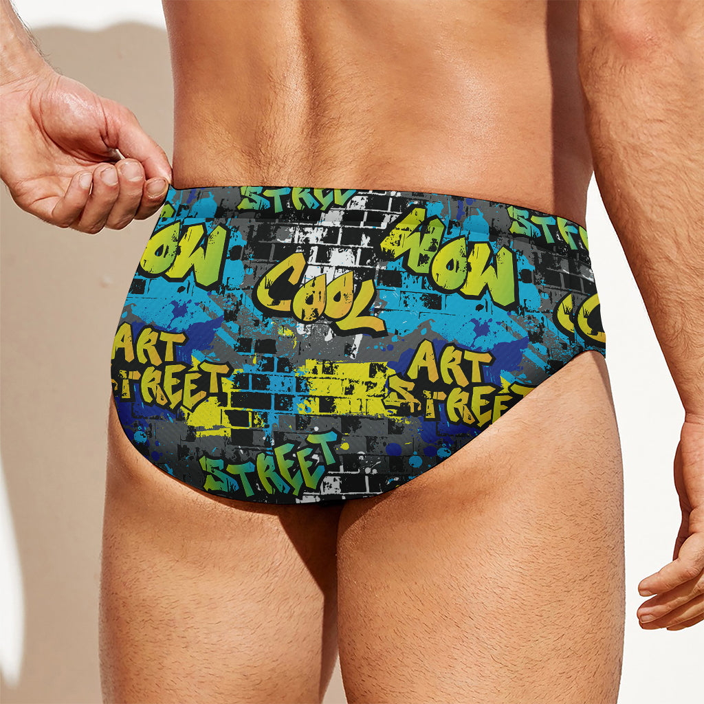 Graffiti Wall Print Men's Swim Briefs