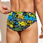 Graffiti Wall Print Men's Swim Briefs